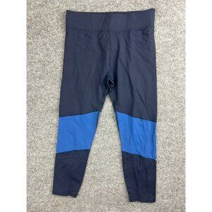 iBody Leggings Women's M Blue Yellow Cropped Zip Ankle Mid Rise